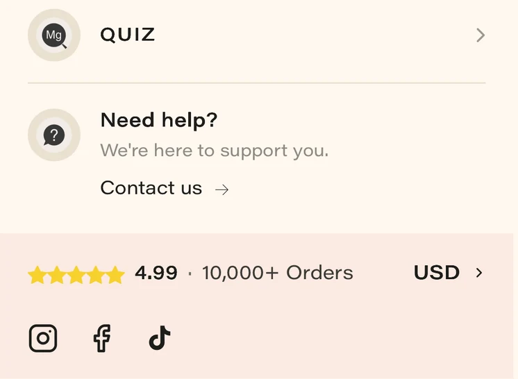 Bottom of the phone menu showing five stars, 4.99 and 10,000+ Orders